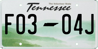 TN license plate F0304J