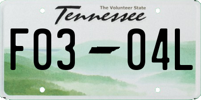 TN license plate F0304L