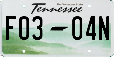 TN license plate F0304N