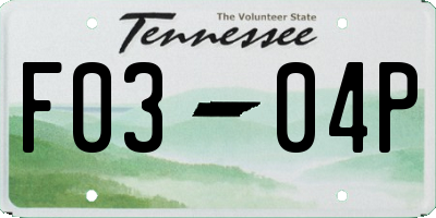 TN license plate F0304P