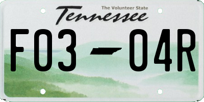 TN license plate F0304R
