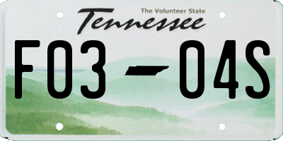 TN license plate F0304S