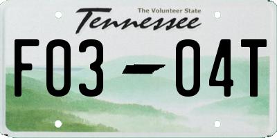 TN license plate F0304T