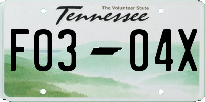 TN license plate F0304X