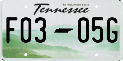 TN license plate F0305G