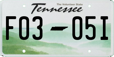 TN license plate F0305I