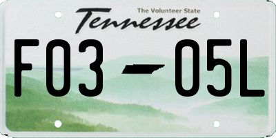 TN license plate F0305L