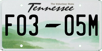 TN license plate F0305M