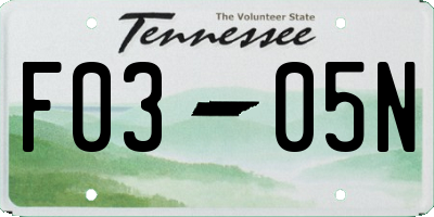 TN license plate F0305N
