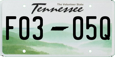 TN license plate F0305Q