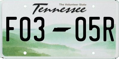 TN license plate F0305R