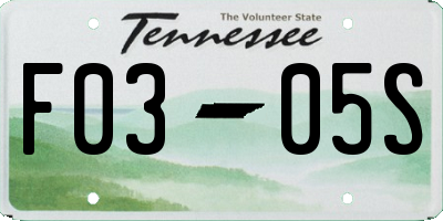 TN license plate F0305S