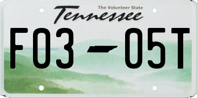 TN license plate F0305T