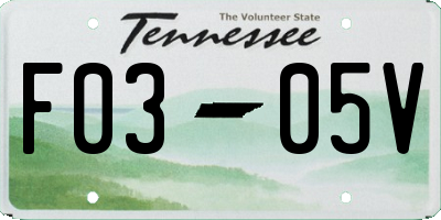 TN license plate F0305V
