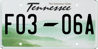 TN license plate F0306A