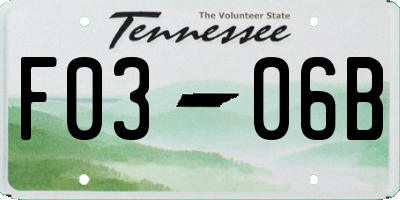 TN license plate F0306B