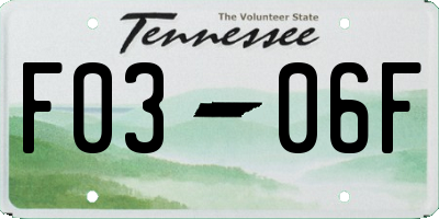 TN license plate F0306F