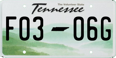 TN license plate F0306G