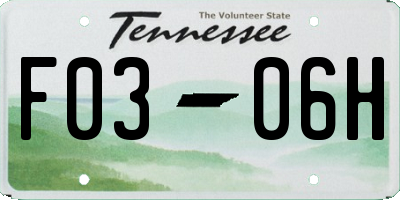 TN license plate F0306H