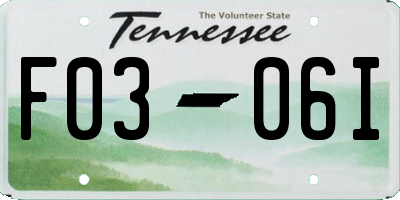TN license plate F0306I