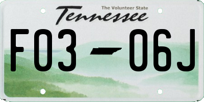 TN license plate F0306J