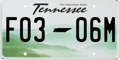 TN license plate F0306M