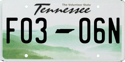 TN license plate F0306N