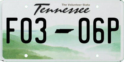 TN license plate F0306P