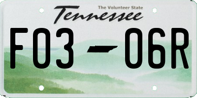 TN license plate F0306R