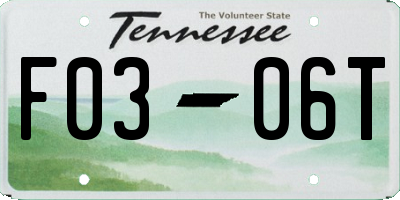 TN license plate F0306T