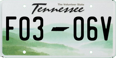 TN license plate F0306V