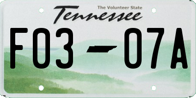 TN license plate F0307A