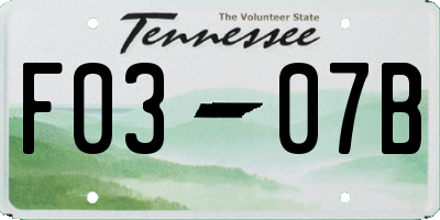 TN license plate F0307B