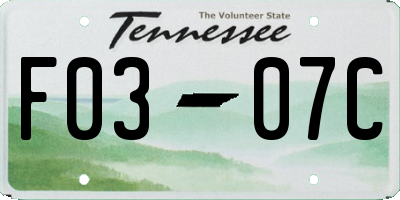 TN license plate F0307C
