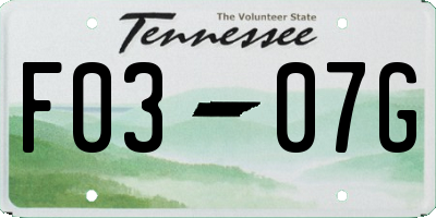 TN license plate F0307G