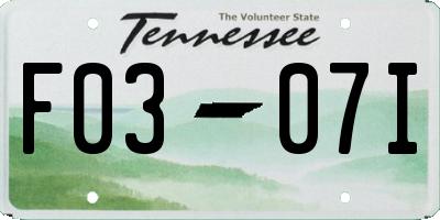 TN license plate F0307I