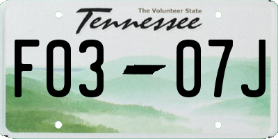 TN license plate F0307J
