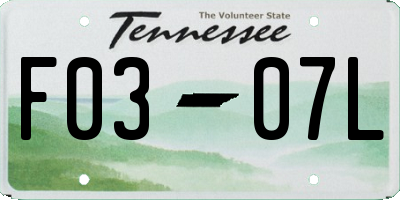 TN license plate F0307L