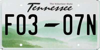 TN license plate F0307N