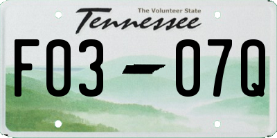 TN license plate F0307Q