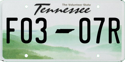 TN license plate F0307R
