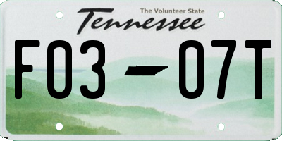 TN license plate F0307T