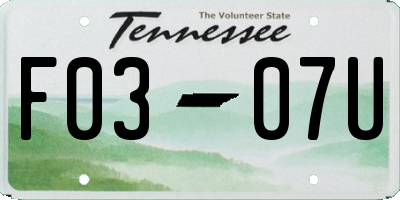 TN license plate F0307U