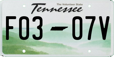 TN license plate F0307V