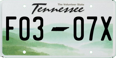 TN license plate F0307X