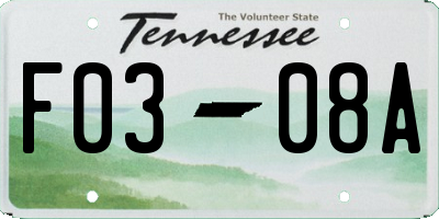 TN license plate F0308A