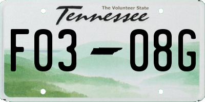 TN license plate F0308G