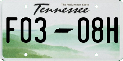 TN license plate F0308H