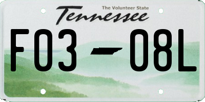 TN license plate F0308L