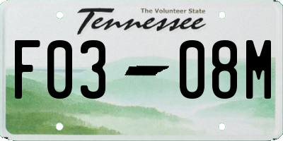 TN license plate F0308M